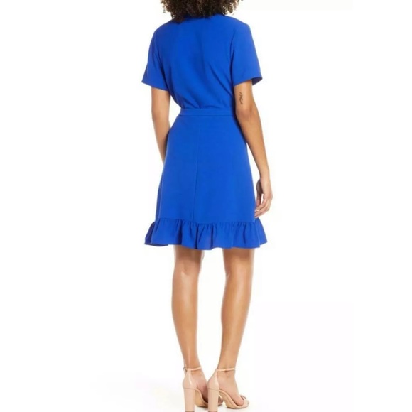 CHARLES HENRY Royal Ruffle Crepe Wrap Mini Dress - Picture 8 of 12